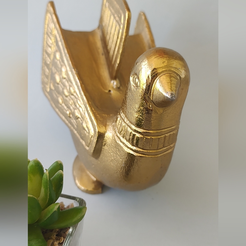 Weinberg Eames Era Die Cast Metal Bird Sculpture Vintage Gold Tone Finish New - Picture 3 of 9